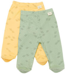 BabyCosy Set 2 pantalonasi cu botosei Printed, BabyCosy, 50% modal+50% bumbac, Lamaie/Verde (Marime: 0-3 Luni) (BC-CSYM11615-0)