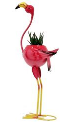  Decoratiune pentru Gradina, Flippy, Flamingo pentru Gradina cu Suport pentru Plante Flori, Ornament de Ghiveci de Flori, Model Flamingo, din Fier, 73 x 34 x 22 cm, Roz (161365)