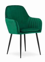 ARTOOL Scaun stil fotoliu bucatarie/living, Artool, Lugo, catifea verde, picioare metal negru, 57.5x56.5x86.5 cm (3634_1)