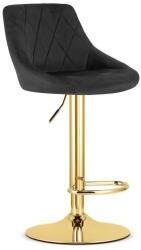 ARTOOL Scaun de bucatarie/bar, Artool, Kast, rotativ, catifea neagra, picior metal auriu, 45.5x49x85-105 cm (3973_1)