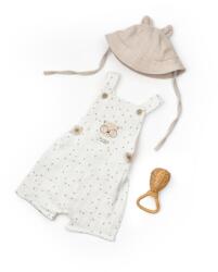 BabyCosy Salopeta cu palariuta TeddyBear, BabyCosy, 100% bumbac organic (Marime: 12-18 Luni) (BC-CSYM7106-12)