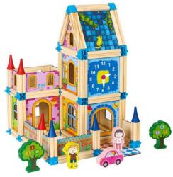 Eco Toys Set de constructii casa 6 in 1 din blocuri din lemn Ecotoys MA429