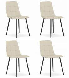 ARTOOL Set 4 scaune bucatarie/living, Artool, Kara, catifea bej, picioare metal negru, 44.5x50.5x87 cm (3872_1SP)