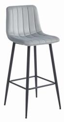 ARTOOL Scaun de bucatarie/bar, Artool, Pozza, catifea argintie, picioare metal negru, 43x35x104 cm (3858_1)