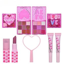  Set de Machiaj Kevin&Coco Tulip Love Gift Box, 22 Culori, 2 Palete de Farduri, 2 Lip Gloss-uri, 2 Rujuri și Oglindă Inimioară, Design Lalele, 15.7 x 21 x 4 cm, Multicolor (126649)