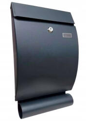  Cutie postala de exterior, pentru gard sau perete, din otel zincat, cu incuietoare, 41x8x25cm, gri inchis (TIS-8213)