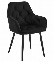 ARTOOL Scaun stil fotoliu bucatarie/living, Artool, York, catifea neagra, picioare metal negru, 56x62x83.5 cm (3937_1)