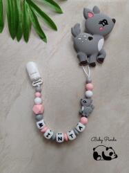 Baby Panda Névre szóló rágcsalánc - Őzike - rózsaszín