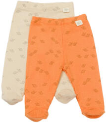BabyCosy Set 2 pantalonasi cu botosei Printed, BabyCosy, 50% modal+50% bumbac, Stone/Apricot (Marime: 6-9 luni) (BC-CSYM11616-6)