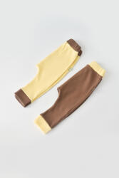 BabyCosy Set 2 pantaloni Ribana Bebe Unisex din bumbac organic si 5%elastan - Vanilie/Maro BabyCosy (Marime: 9-12 luni) (BC-CSYR4003-9)