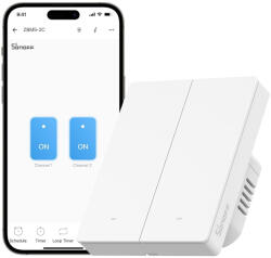 SONOFF Intrerupator inteligent Sonoff ZBM5-2C-80W , Zigbee, 2 canale, 10A (ZBM5-2C-80W) - esell