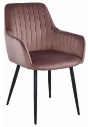 ARTOOL Scaun stil fotoliu bucatarie/living, Artool, Solden, catifea roz, picioare metal negru, 55x45.5x83.5 cm (3907_1)