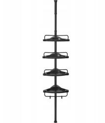 ARTOOL Raft pentru baie/dus, de colt, Artool, reglabil, otel si PP, 4 rafturi, negru, 85-305 cm (2255_1)