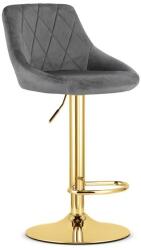 ARTOOL Scaun de bucatarie/bar, Artool, Kast, rotativ, catifea gri, picior metal auriu, 45.5x49x85-105 cm (3974_1)