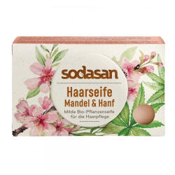  Sampon solid pentru par cu migdale si canepa ecologic 100g Sodasan (4019886190343)