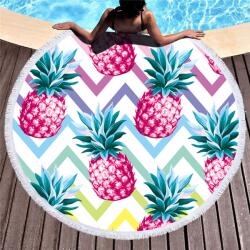 AVEX Prosop mare de plaja, super absorbant, forma rotunda, diametru 150cm, model Ananas (BQ50D) Prosop