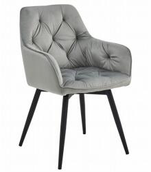 ARTOOL Scaun stil fotoliu bucatarie/living, Artool, York, rotativ, catifea gri argintiu, picioare metal negru, 56x61x84 cm (3965_1)