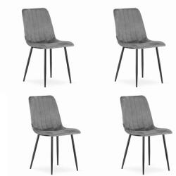 ARTOOL Set 4 scaune bucatarie/living, Artool, Lava, catifea gri, picioare metal negru, 43x51x90 cm (3460_1SP)