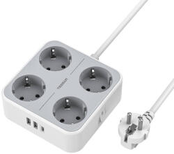 Tessan Prelungitor Tessan TS-302-C, 4 prize, 2 X USB-A, 1X USB-C, 3A, cablu 2m (TS-302-C)