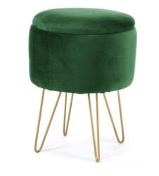 Artool Taburet, rotund, cu spatiu depozitare, catifea, verde, max 90 kg, 35x35x45 cm, Lilli (212158-AK)
