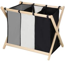  Cos de rufe cu 3 compartimente, cadru din lemn, 67x43x55 cm, 105 litri (LB-0021)