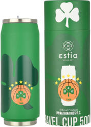 Estia Home Art Travel Cup Save the Aegean Sticlă Reciclabilă Termos Oțel Inoxidabil / Plastic Fără BPA 500ml Panathinaikos BC Edition cu Pai 00-27131 (00-27131)
