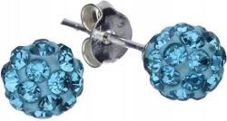 Lovrin Ezüst fülbevaló 925 golyó kék kristályokkal finom ajándék (Lovrin 46355)