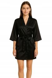  Női fürdőköpeny, szatén, fekete, lengyel termék