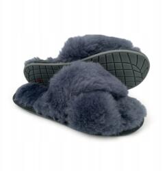 IRE SHOES Női papucs, természetes báránybőr, pihe-puha szőrmés, üvegzöld színű (Kapcie damskie wełna owcza przeplatane)