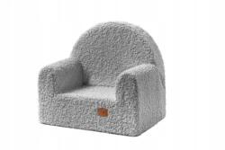 Baby-Raj Gyerekülés-FOTEL-PUFF Háttámlával plüss szürke színben (Baby-Raj Fotel)