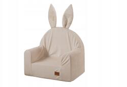 Baby-Raj Gyerekülés-fotel-puff Háttámlával velvet-nyuszi bézs (Baby-Raj Fotel)