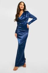 Boohoo Szatén Sellő Maxi Ruha, sötétkék, Size 3XL