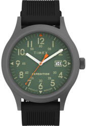 Timex Férfi Karóra, kvarc, nemesacél tok, gumipánt, zöld számlap, WR50 vízállóság (194366357349)
