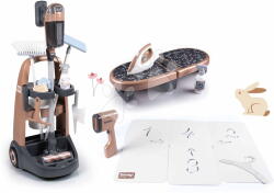Smoby Set cărucior de curățenie cu fier de călcat cu aburi Rowenta Trolley Upright Hoover Smoby și aspirator vertical cu sunete cu masă de călcat (SM330326-8)