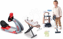 Smoby Set cărucior de curățenie cu masă de călcat Rowenta Trolley Upright Hoover Smoby și simulator V8 Driver cu sunete și lumini (SM330326-7)