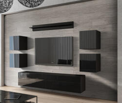 Prince Concept 41 nappali bútor szett magasfényű fekete (256CM)