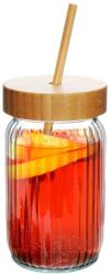 Excellent Houseware Jar, Excellent Houseware, ivóüveg bambusz tetővel és szívószállal 500 ml (139177)