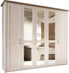 TEMPO KONDELA 5-ajtós szekrény, DTD fóliázott, sonoma tölgy trüffel/mandulafenyő fehér, LUMERA - pepita