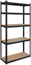 Rebel Polcos fém állvány 2 az 1-ben 5 polc garázshoz 180x90x40cm polconkénti teherbírással 750kg fekete (RB-1251B)
