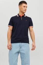 JACK & JONES Jack & Jones, Paulos galléros szűk fazonú organikuspamut póló, Narancssárga, Tengerészkék, S (12136668-BLACK-NAVY-NEON-S)