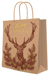  Vintage Christmas Deer papír ajándéktáska medium 20x25x10cm