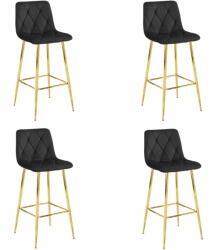  Valora KODA zsámoly Fekete bársony Arany Lábak Modern Design x4