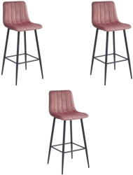  Valora POZZA konyhai szék, sötét rózsaszín bársony, fekete lábak, 3 db