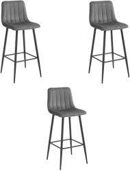  Valora POZZA konyhai szék, sötétszürke, bársony, fekete lábak, 3 db