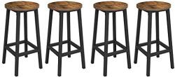 VASAGLE 4 darabos bárszék szett, konyhai ülőke, acélvázzal, 65 cm, rusztikus barna és fekete (LBC232B01)
