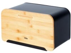 Vilde Cutie de Paine, Metal, Scandura de Bambus, 35 x 22 x 20.5 cm, Negru, Vilde (MRK-259613)