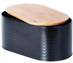 Vilde Cutie de Paine, Otel, Scandura de Lemn, 34 x 18.5 x 15.5 cm, Neagra, Vilde (MRK-259624)