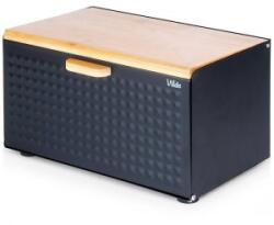 Vilde Cutie pentru Paine, Metal-Lemn, cu Capac Dublu, 35.5 x 22 x 20.5 cm, Neagra, Vilde (MRK-259619)