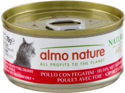Almo Nature 70g 18x70g Almo Nature HFC Natural Csirke & csirkemáj nedves macskatáp 12+6 ingyen