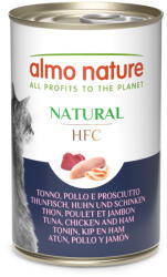 Almo Nature 18x140g Almo Nature HFC Natural Tonhal & csirke & sonka nedves macskatáp 12+6 ingyen